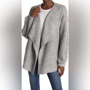NWT SISSTREVOLUTION Got Me Twisted Blouson Sleeve Cardigan Gray Sweater Small